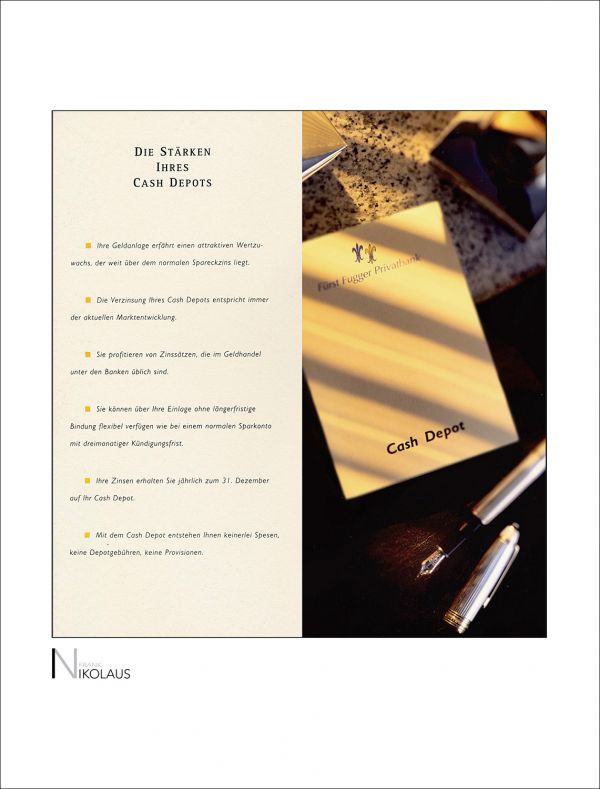 Flyer "Cash Depot" der Fürst Fugger Bank